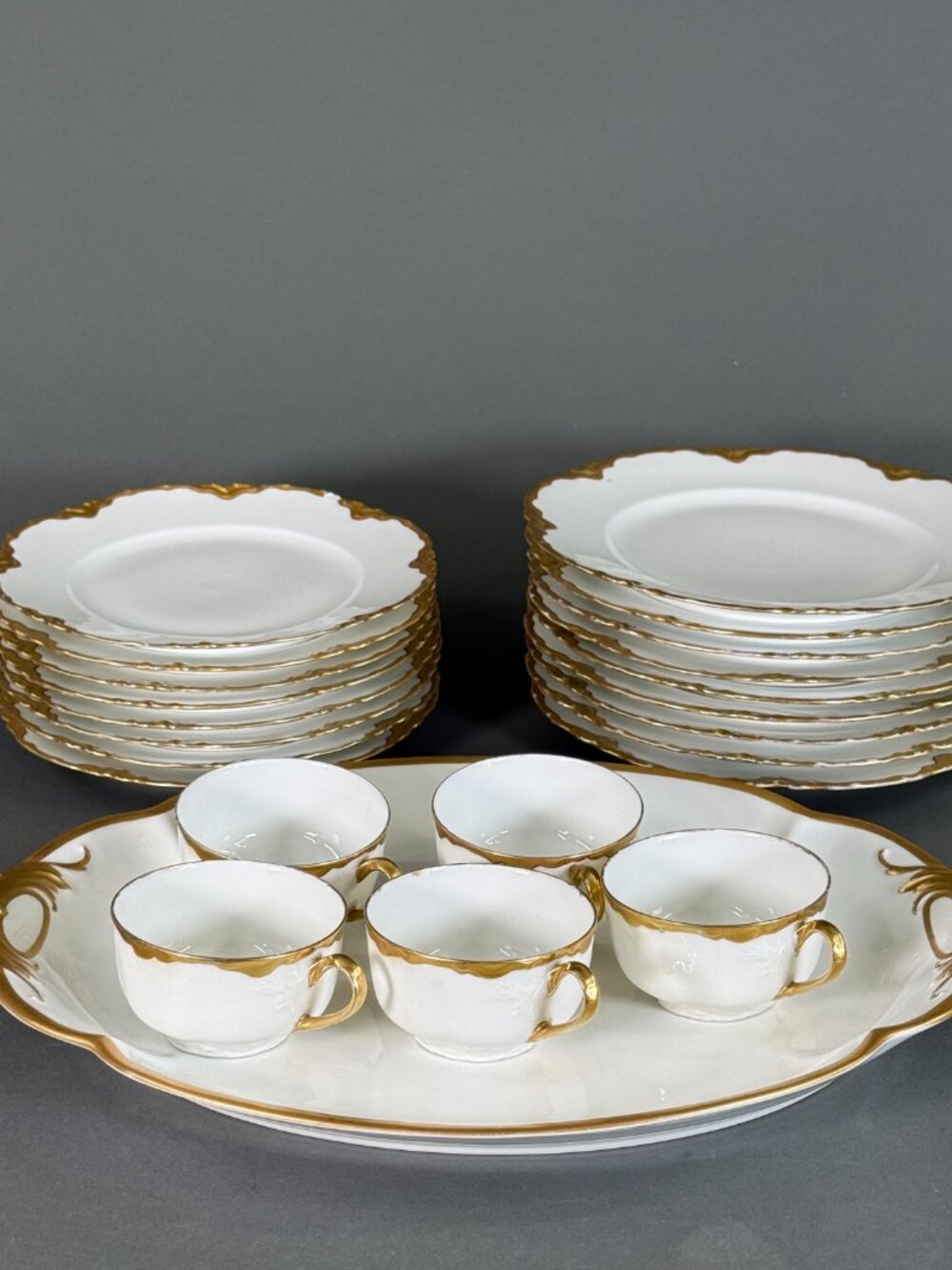 Antique Haviland Limoges France White & Gold Wedding Ring Porcelain Tea Dessert